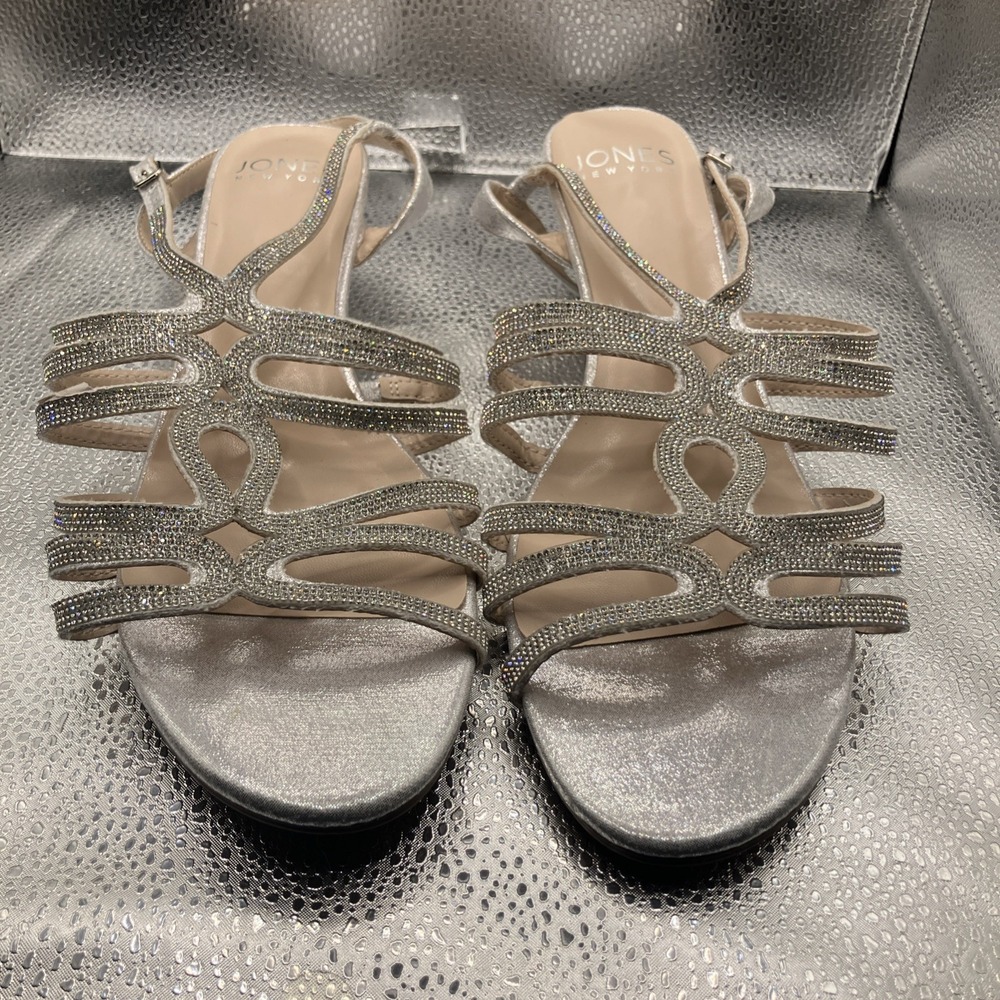 Jones New York Women's Wedge Dress Sandals - Silver 11